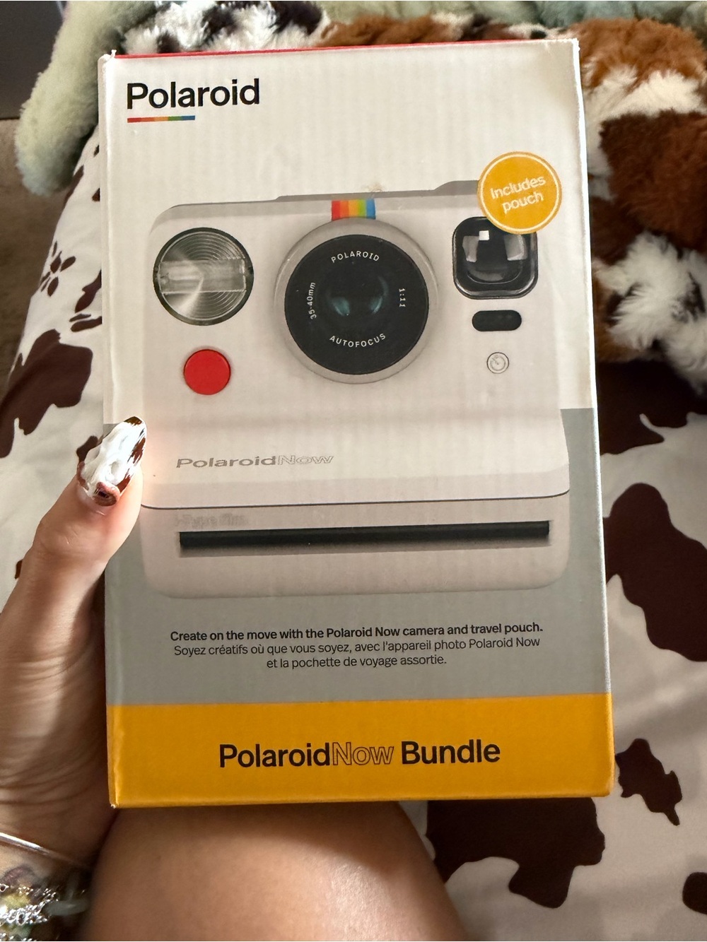 Polaroid Now Instant Camera Bundle – White with Rainbow Accent